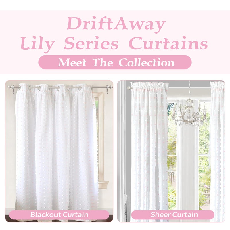 DriftAway White Pinch Pleated Voile Sheer Blackout Thermal Curtain Liner Embroidered with Pom Pom Lined Grommet Curtain for Kids Girls Bedroom Nursery Room 84 Inch Single Panel - Image 5